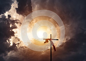 Christianity Cross and stormy clouds photo