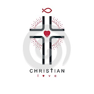 Christianity Cross true belief in Jesus vector symbol, Christian