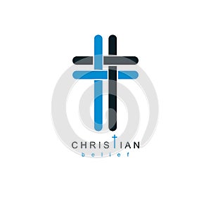 Christianity Cross true belief in Jesus vector symbol, Christian photo