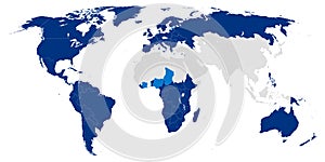 Christianity distribution map of the world.