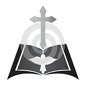 Christianity holy bible dove cross church peace logo vector symbol