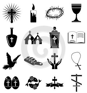 Christianity icons set