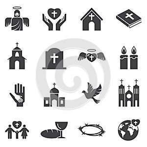 Christianity religion icon set