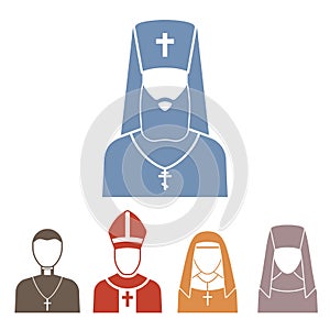 Christianity religion people vector pastor religionism flat illustration holy character silhouette praying religionary