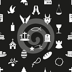 Christianity religion symbols black and white seamless pattern eps10