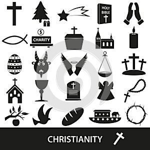 Christianity religion symbols vector set of icons