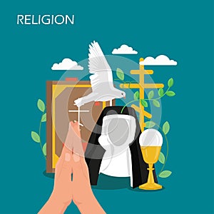 Christianity religion vector flat style design illustration