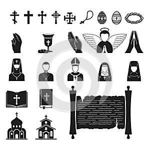 Christianity religion vector religionism flat illustration of traditional holy sign silhouette praying religionary