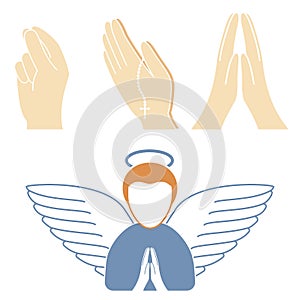 Christianity religion vector religionism flat illustration of traditional holy sign silhouette praying religionary