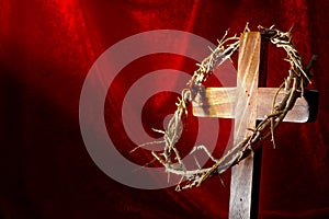 Christianity, Resurrection of Jesus Christ and Christian holiday of Easter concept with a bright beam of light shining on a cross
