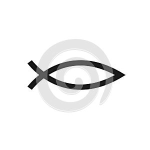 Christianity symbol fish isolated vector outline icon in flad