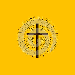 Christianity symbol of Jesus Christ. Cross, worship logo. Vector illustration