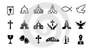 Christianity vector icon set. Religion signs icon vector design
