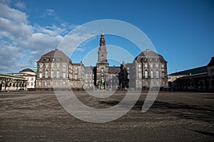 Christiansborg Palace in the island of Slotsholmen in Copenhagen (DK