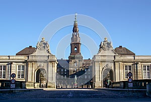 Christiansborg Palace, palace and government building on the islet of Slotsholmen in Copenhagen, Denmark.