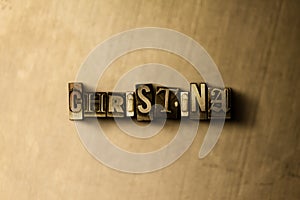 CHRISTINA - close-up of grungy vintage typeset word on metal backdrop