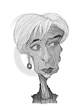 Christine Lagarde caricature sketch