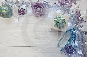 Christmas 2018 wreath on wooden background