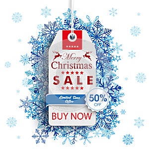 Christmas 50off Price Sticker Emblem Snowflakes