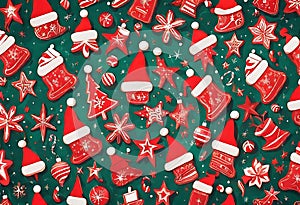 Christmas Abstract Background with 3D and 2D Swirls