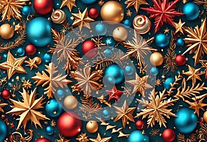 Christmas Abstract Background with 3D and 2D Swirls