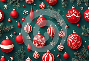 Christmas Abstract Background with 3D and 2D Swirls