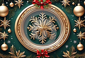 Christmas Abstract Background with 3D and 2D Swirls