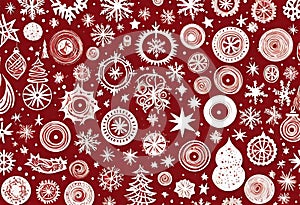 Christmas Abstract Background with 3D and 2D Swirls