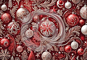 Christmas Abstract Background with 3D and 2D Swirls
