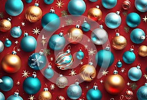 Christmas Abstract Background with 3D and 2D Swirls