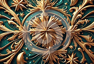 Christmas Abstract Background with 3D and 2D Swirls