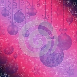 Christmas abstract background with bokeh, snowflakes, balls