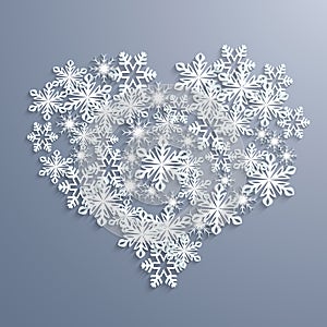 Christmas abstract background with a heart from snowflakes