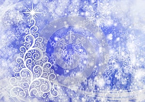 Christmas abstract background with lights and snowflakes.