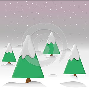 christmas abstract fir tree in forest on blue background with snow