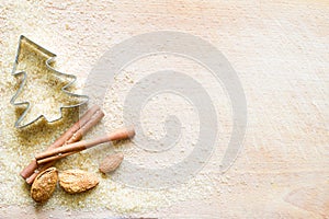 Christmas abstract food background with brown sugar and dainty