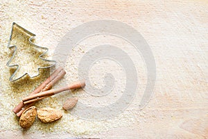 Christmas abstract food background with brown sugar and dainty photo