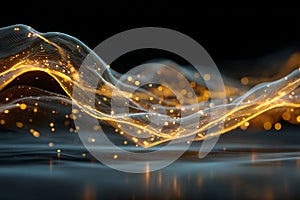 Christmas-Abstract, glowing network: Dynamic waves of light and energy in digital space