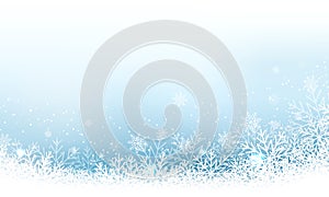 Christmas abstract wallpaper with snowfall, glitter, snowflakes and stripe for your content.