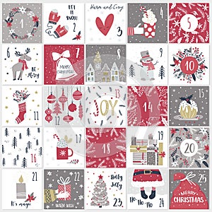 Christmas advent  calendar. Countdown till Christmas kit