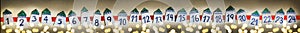 Christmas advent calendar, festive background top view, banner for website header.Christmas and New Year festive design