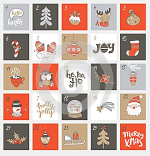 Christmas advent calendar with symbols.