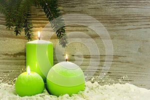 Christmas advent wreath with burning candles