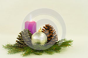 Christmas advent wreath with burning candles