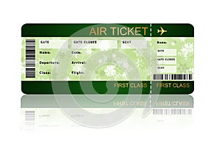 Christmas airline boarding pass ticket isolated over white