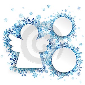 Christmas Angel 2 Circles Blue Snowflakes