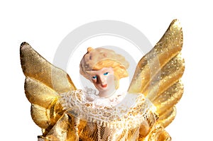 Christmas angel against white background.