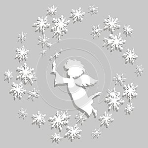 Christmas Angel with candle in snowflakes frame decal