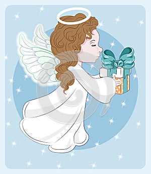 Christmas angel with gift