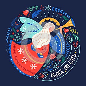 Christmas angel hand drawn vector christian card